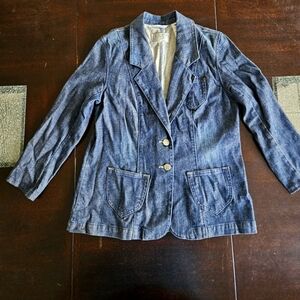 Womens Levi's Jeans Silver Label Denim Jacket With Silver Floral Buttons Sz M